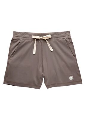 Casual Drawstring Shorts in Taupe with Cream Tie